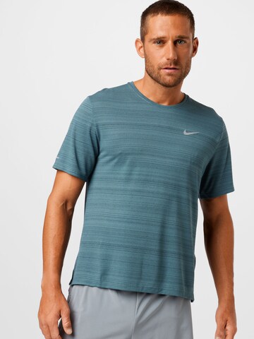 T-Shirt fonctionnel 'Miler' NIKE en bleu : devant