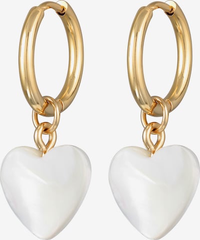ELLI Boucles d'oreilles 'Herz' en or / blanc perle, Vue avec produit