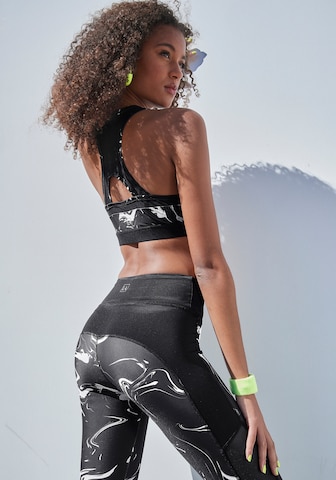 LASCANA ACTIVE Sportovní top 'Black Marble' – černá