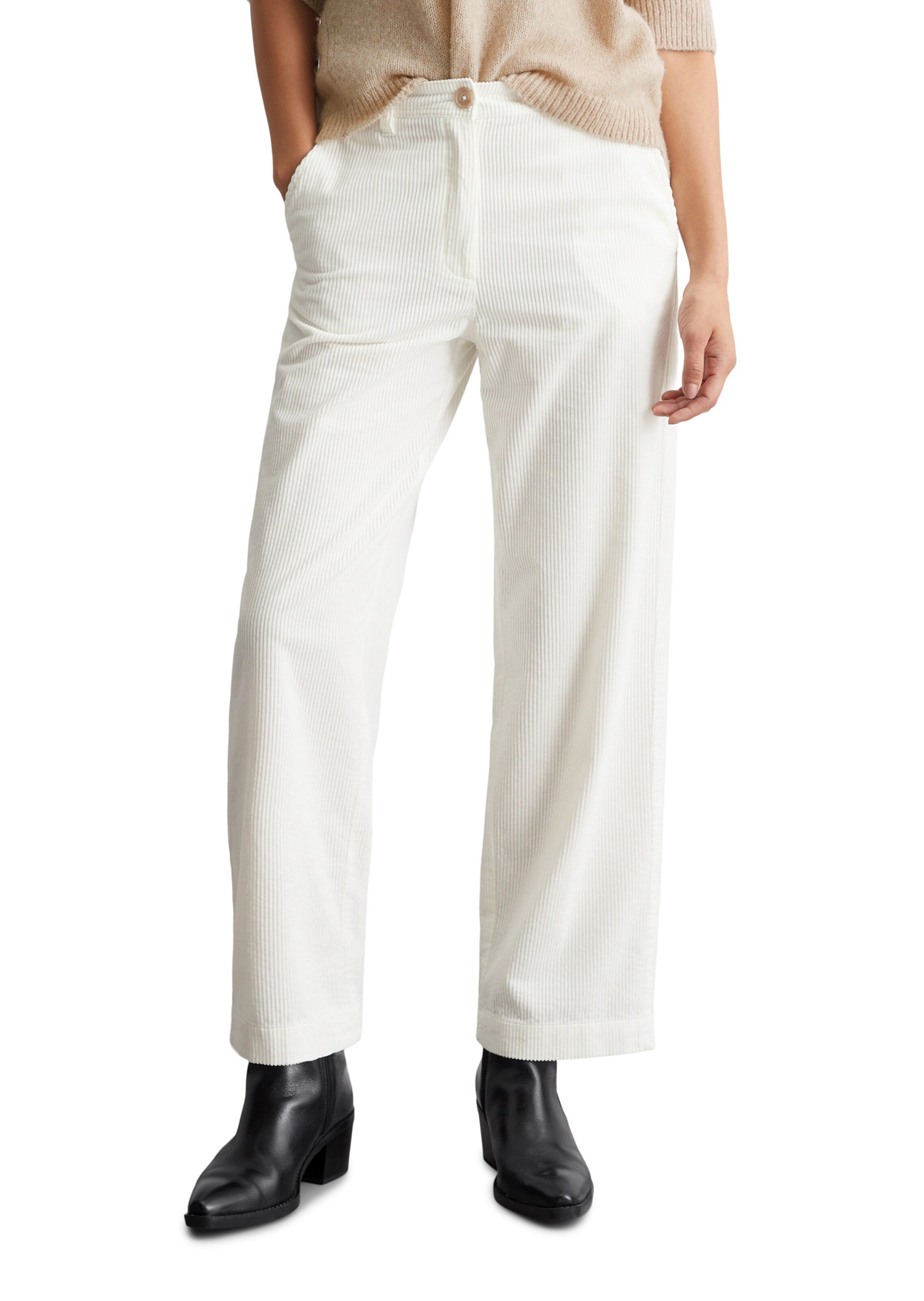 Marc O'Polo Loose fit Trousers 'Lande' in White: front