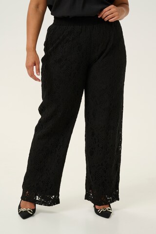 KAFFE CURVE Wide leg Trousers 'Nelina' in Black: front
