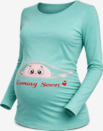 M.M.C. Shirt 'Coming Soon Umstandslangarmshirt' in Blue: front