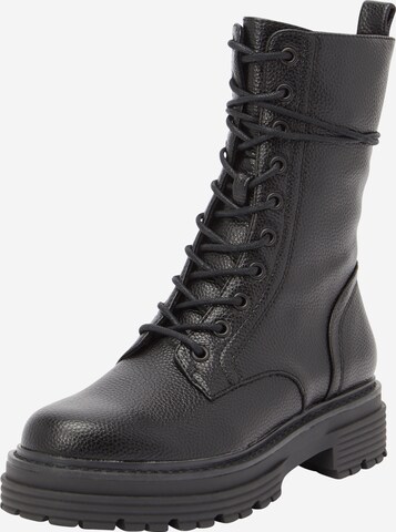 BULLBOXER Lace-Up Ankle Boots in Black: front