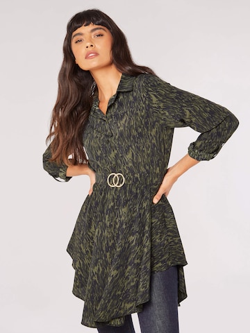 Apricot Shirt Dress in Green: front