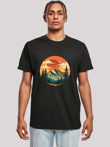F4NT4STIC Shirt 'Sonnenuntergang Berglandschaft' in Zwart: voorkant