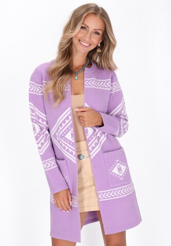 Cardigan IZIA en violet : devant