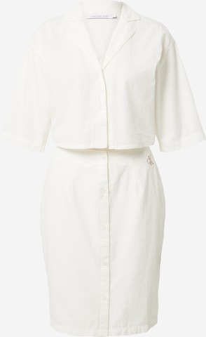 Calvin Klein Jeans Shirt Dress in White: front