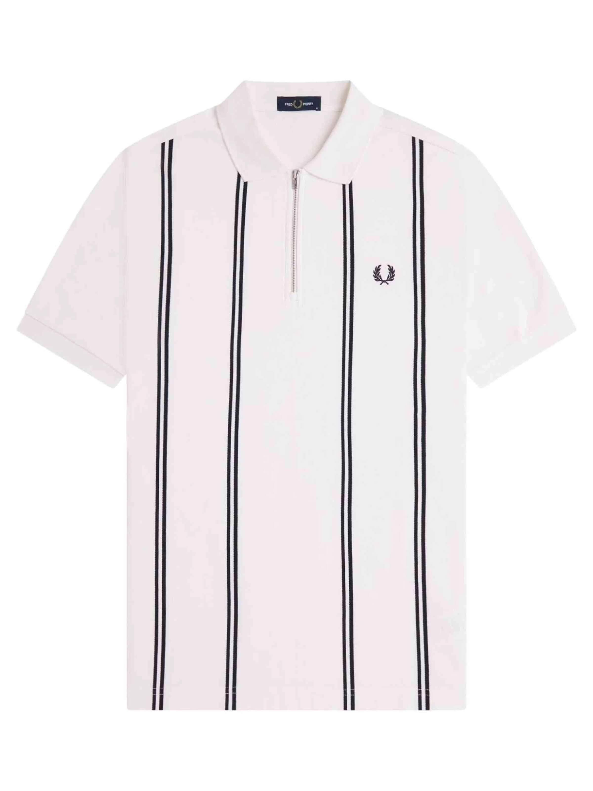 Fred Perry - Camiseta 'Polo fred perry blanco vertical stripe polo shirt' en blanco: frente