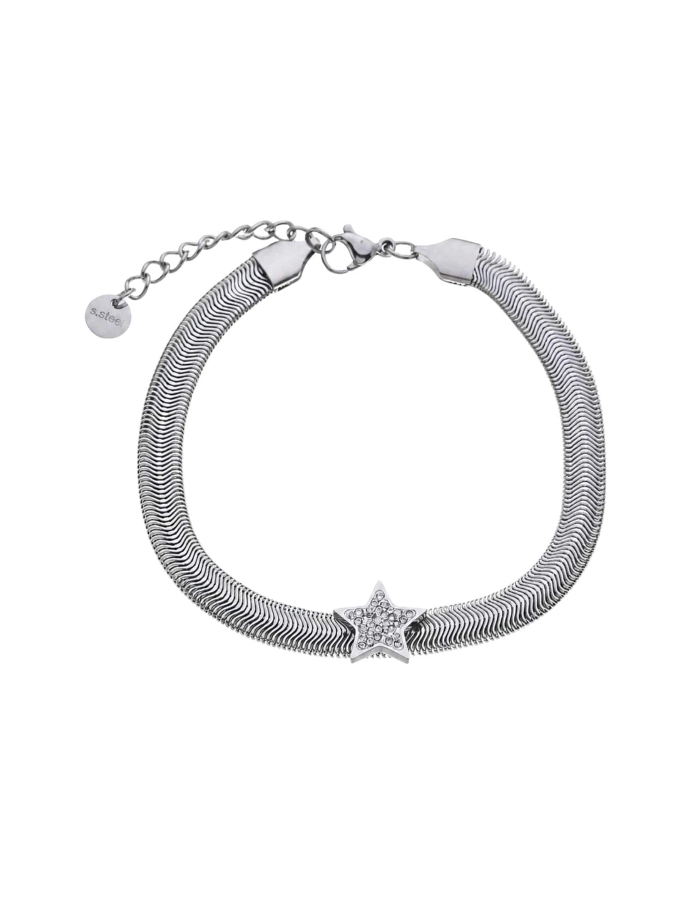 Brise - Pulseira 'Stern mit Strass' em prata: frente