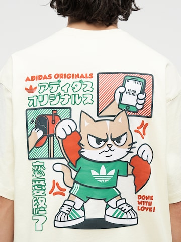 Tricou 'V-Day Heart Broken Cat' de la ADIDAS ORIGINALS pe alb