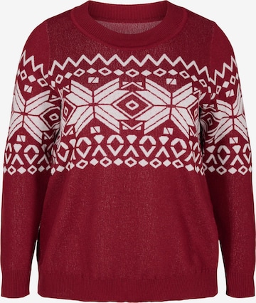 Zizzi Sweatshirt in Rood: voorkant