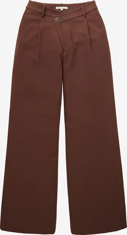 Wide Leg Pantalon à pince TOM TAILOR DENIM en marron : devant