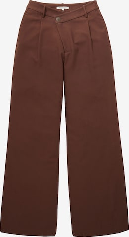 TOM TAILOR DENIM Wide leg Pleat-Front Pants in Brown: front