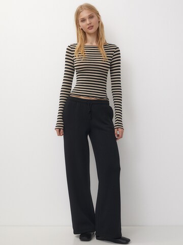 Pull&Bear Wide Leg Hose in Schwarz