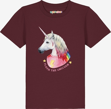 Maglietta 'Flash the unicorn' di watabout.kids in rosso: frontale