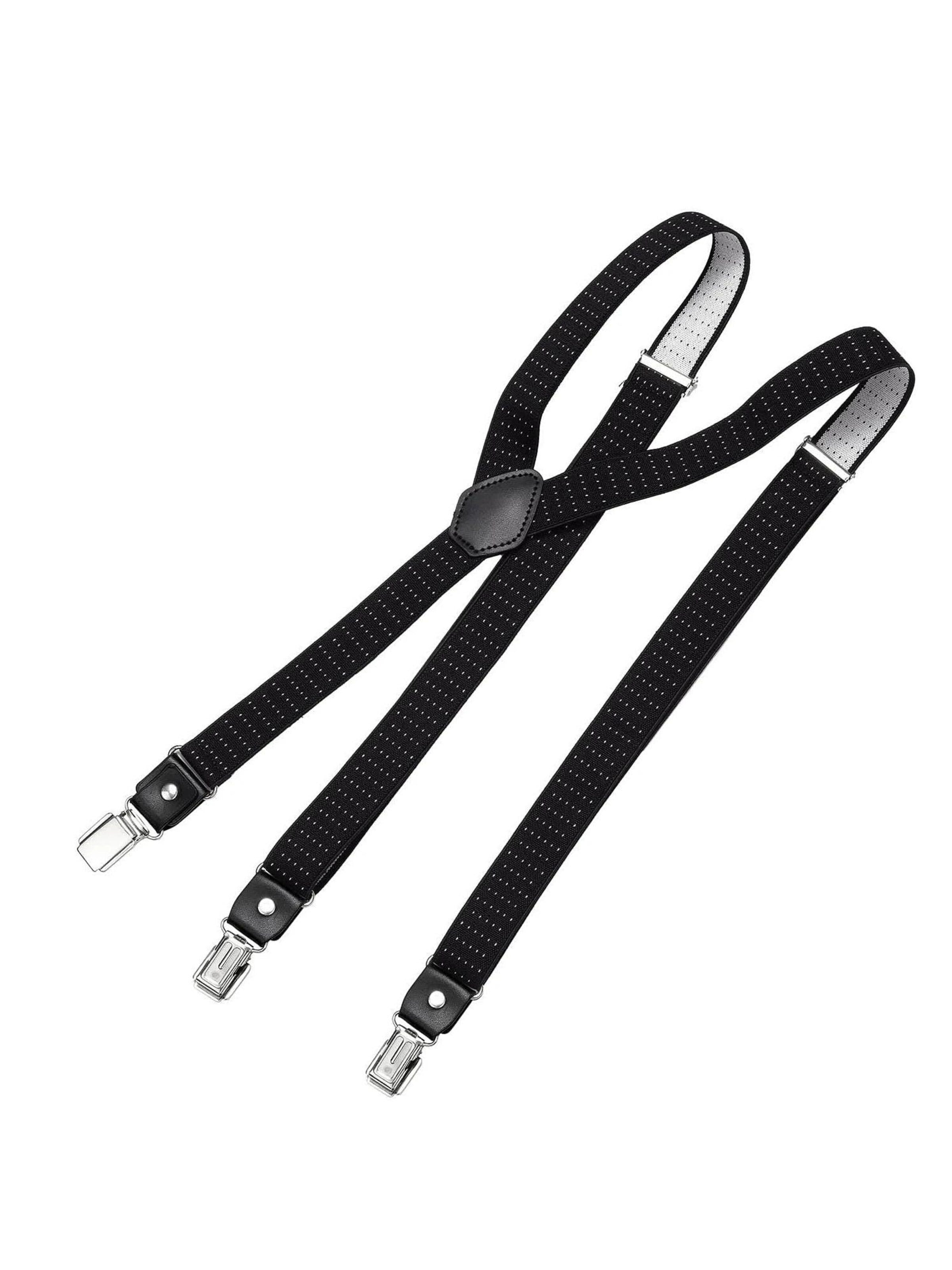 DonDon Suspenders 'DonDon Hosenträger Herren schmal 2,5 cm gestreift blau rot Starke Clips für Anzug Jeans Chino' in XS-XL in mottled black, Item view