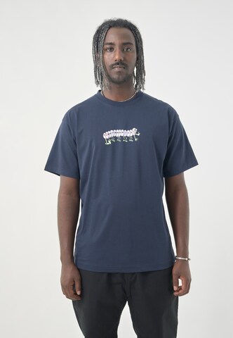 Cleptomanicx Shirt 'Classic Tee Worm' in Blue: front