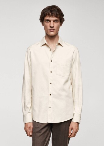 MANGO MAN Regular fit Button Up Shirt 'Prati' in Beige: front