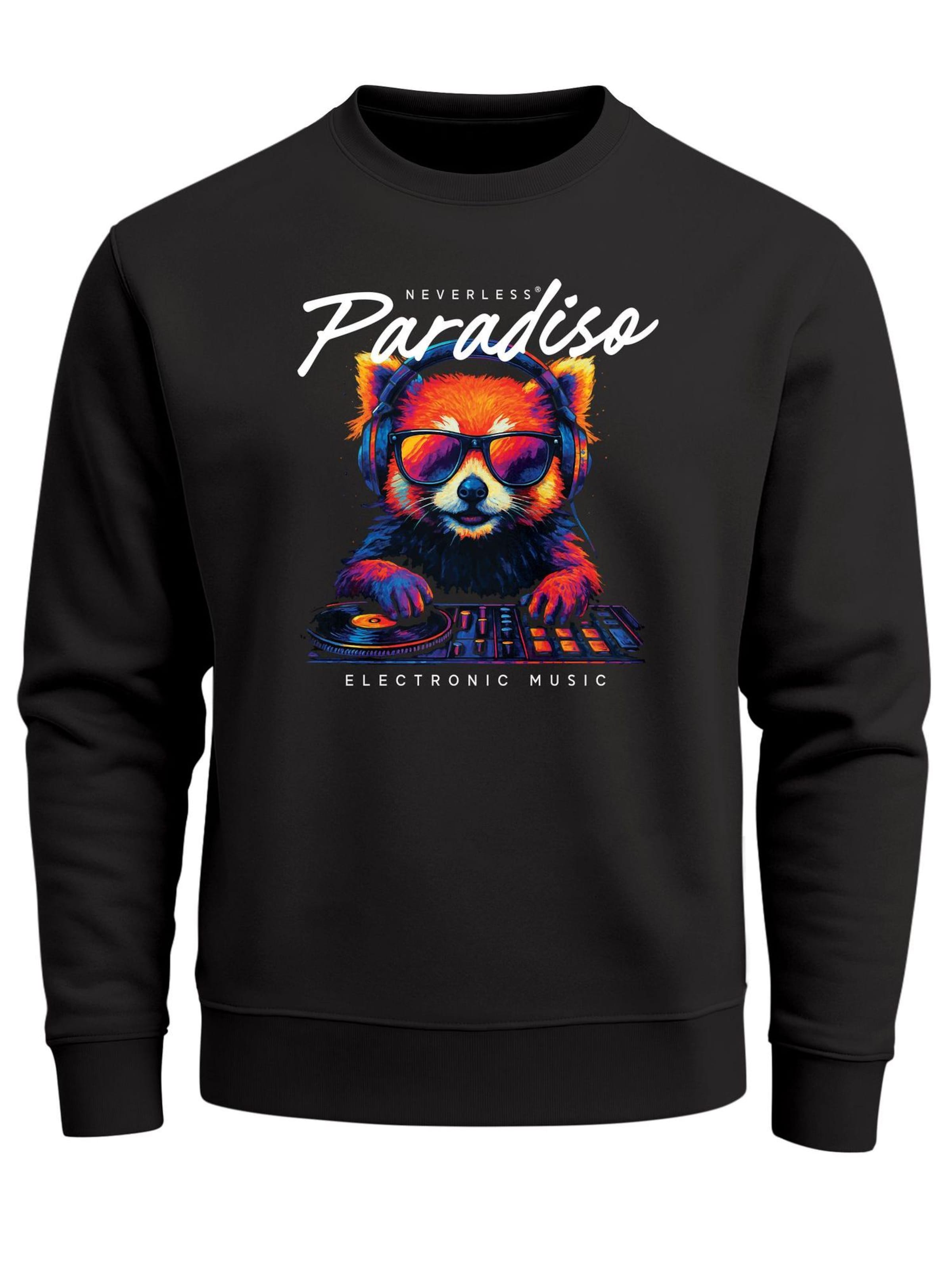 Neverless Sweatshirt 'Dj Red Panda' in Black: front