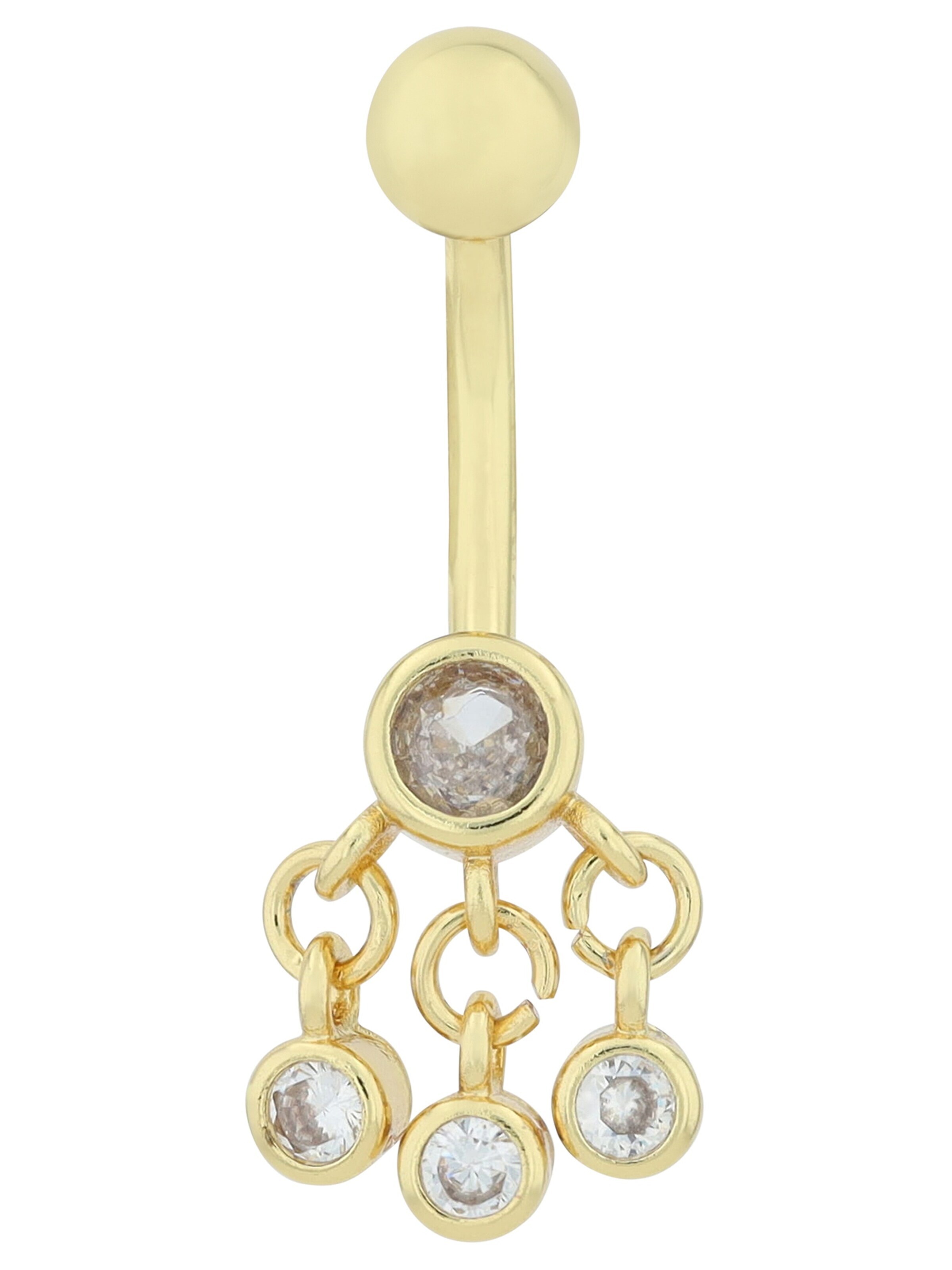 Akzent Piercingschmuck 'Zirkonia'‌‌‌‌‌‌‌ in Gold: Vorderseite