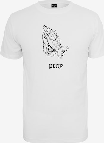 Tricou 'Pray' de la Mister Tee pe alb: față