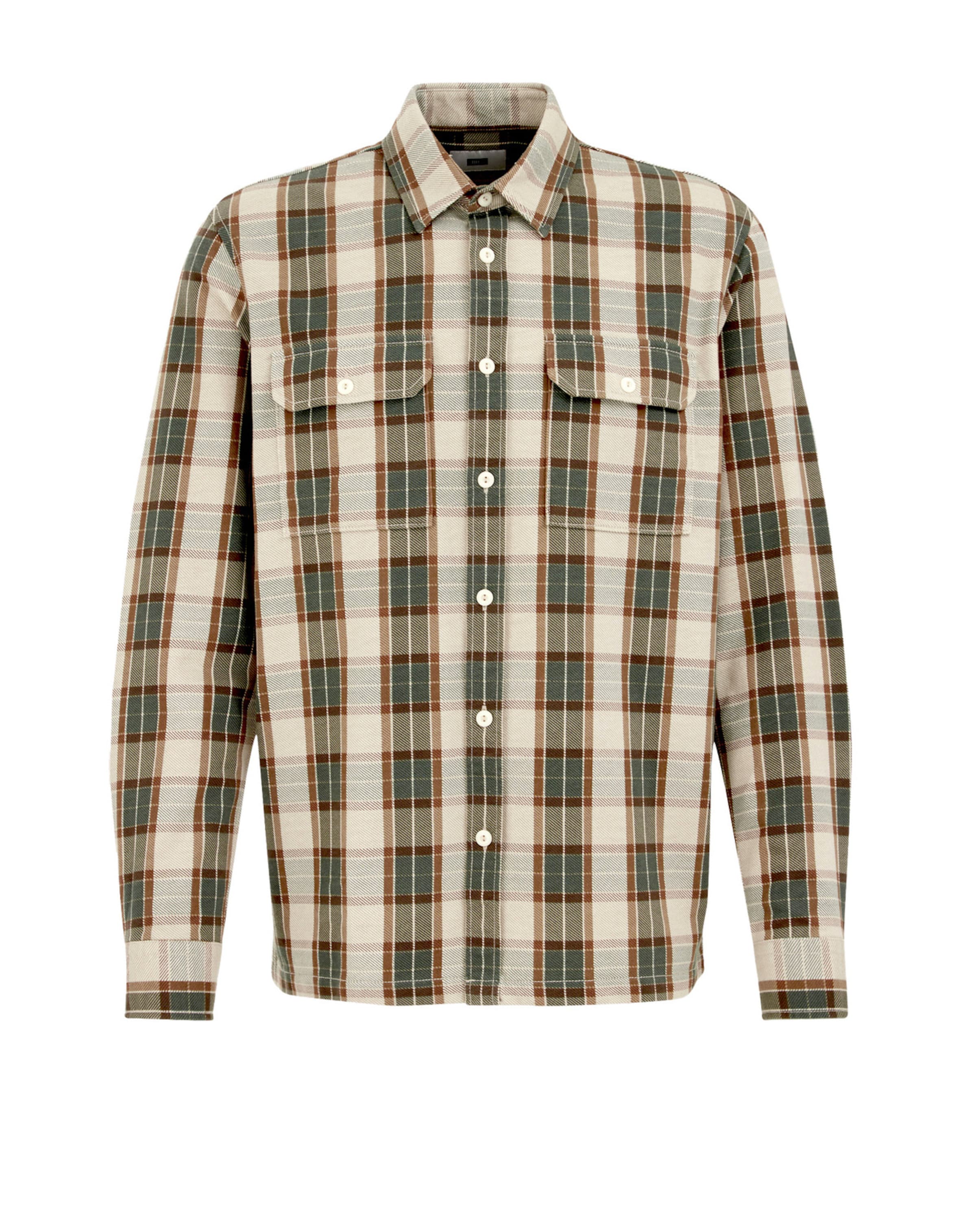 WE Fashion Regular fit Button Up Shirt in Green: front