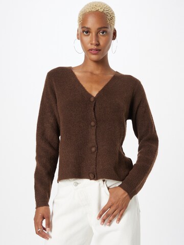 PIECES Knit Cardigan 'Jennifer' in Brown: front