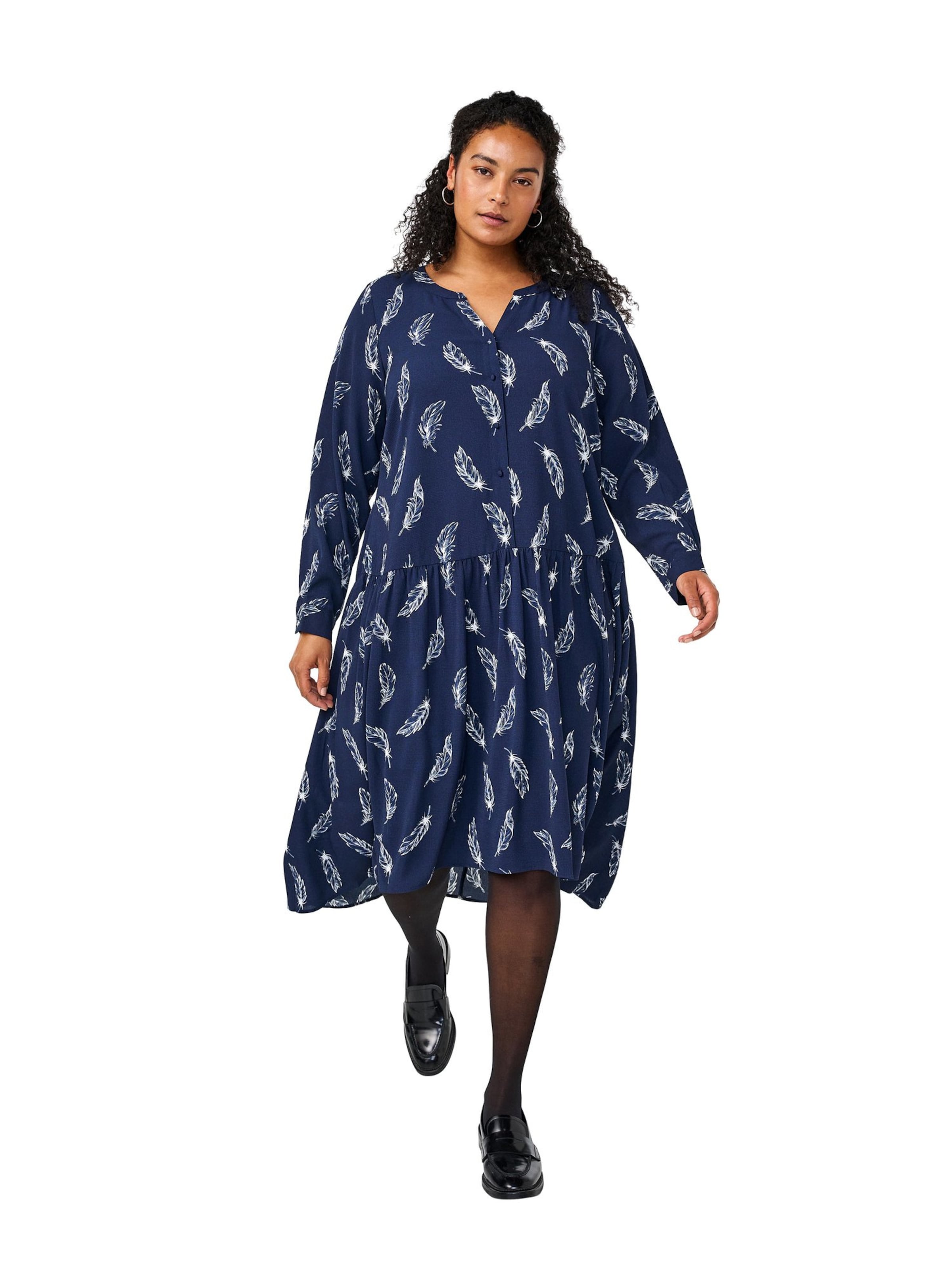 Zizzi Košilové šaty 'XANNI' – modrá: přední strana