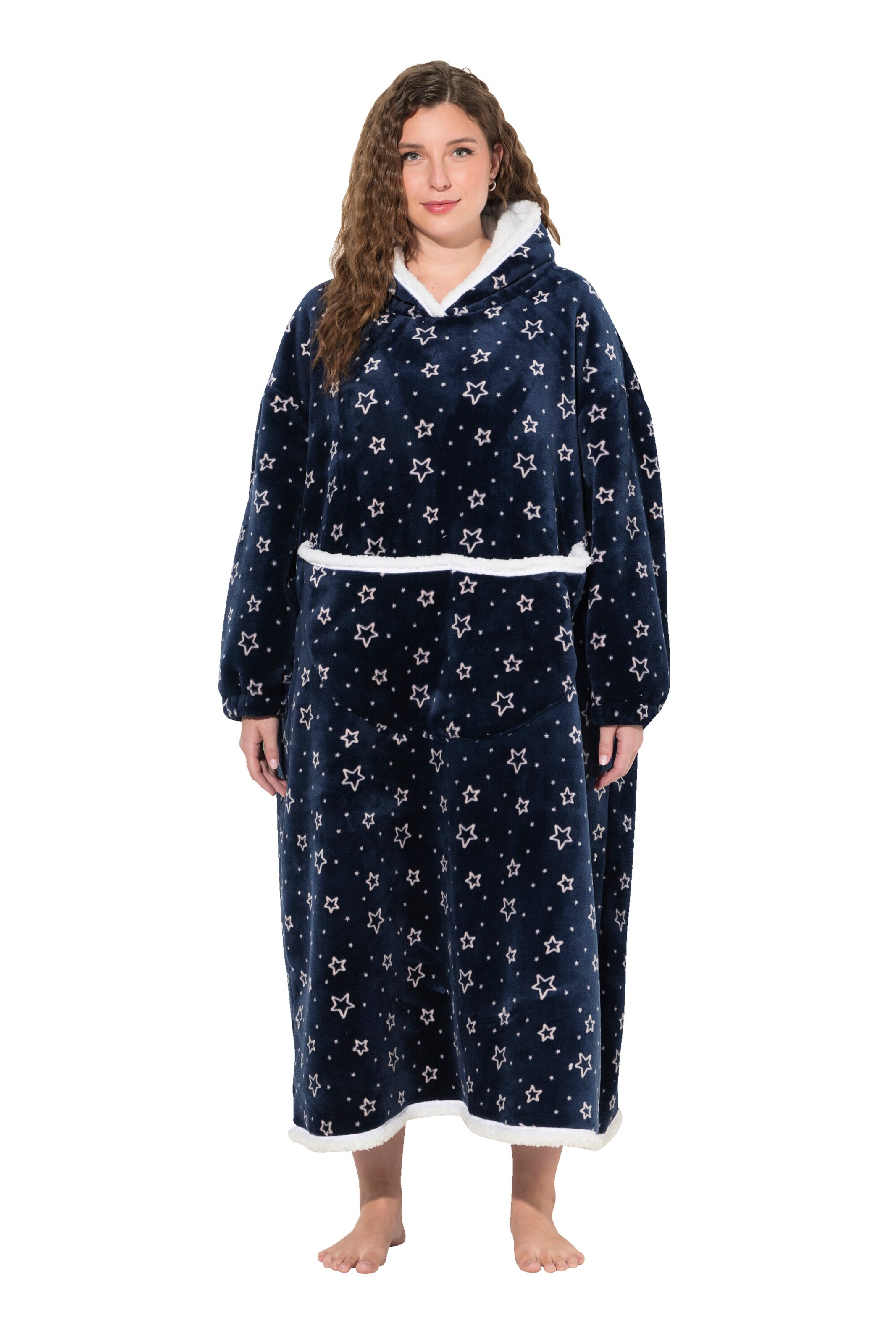 Ulla Popken Bathrobe long in Blue: front