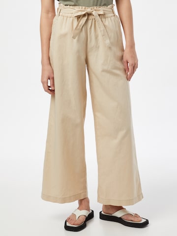 ESPRIT Wide leg Bandplooibroek in Beige: voorkant