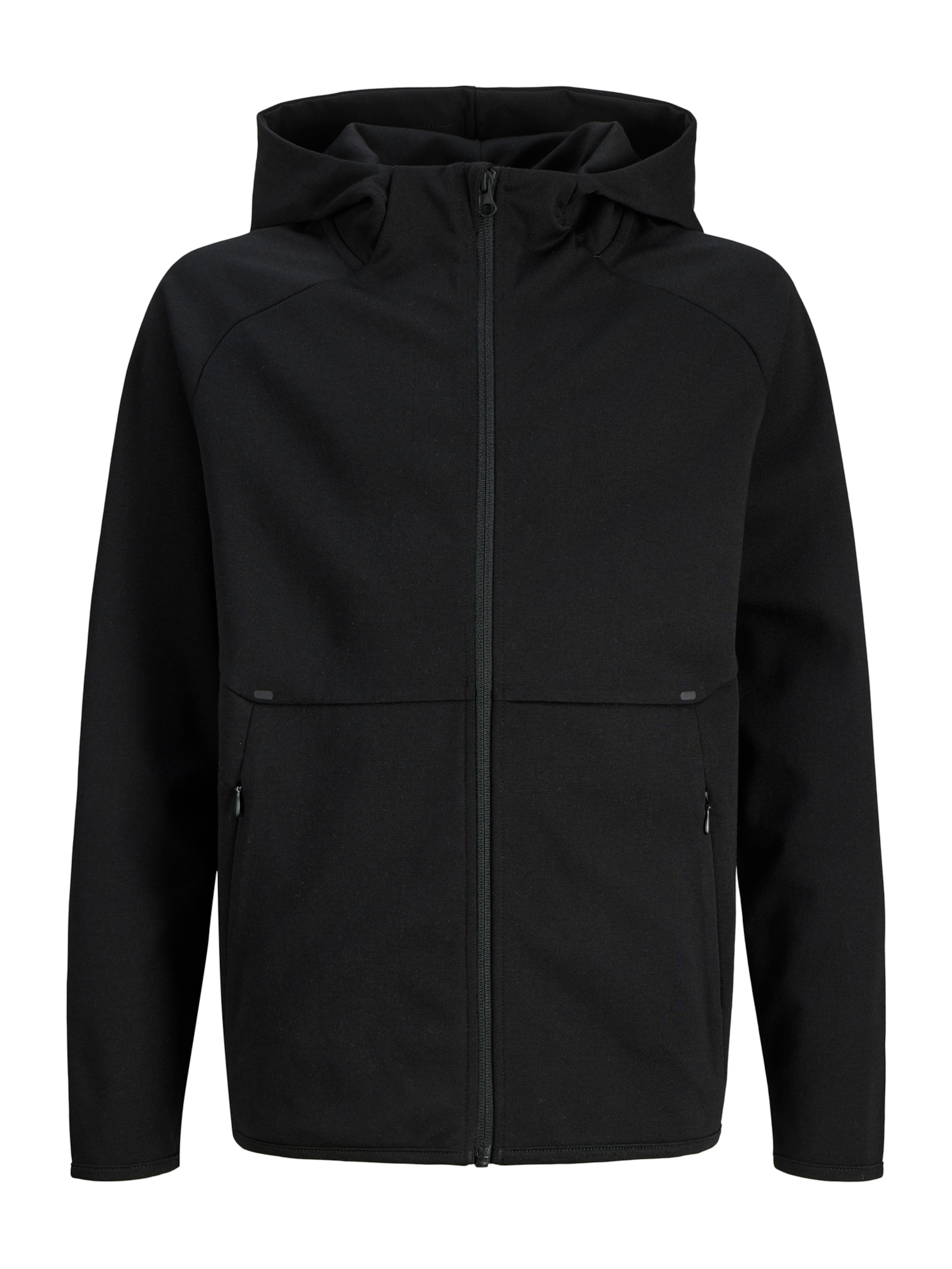 Jack & Jones Junior Zip-Up Hoodie in Black: front