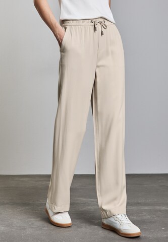STREET ONE Loosefit Wide Leg Twill Hose in Beige: Vorderseite