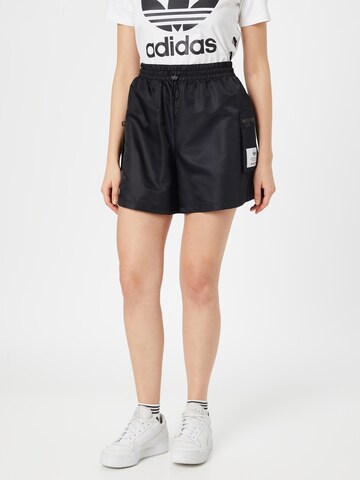 ADIDAS ORIGINALS Zvonové kalhoty Kalhoty 'High-Waist Nylon' – černá: přední strana