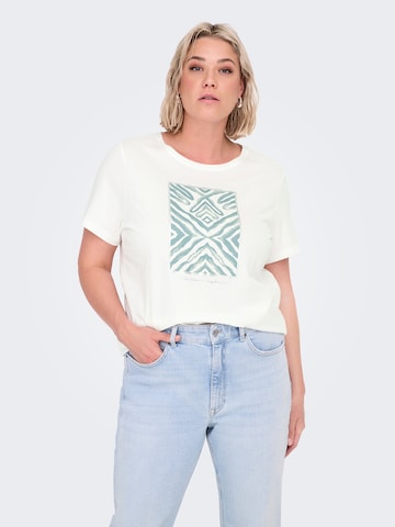 T-shirt 'CARBOOSTERY' ONLY Carmakoma en blanc : devant