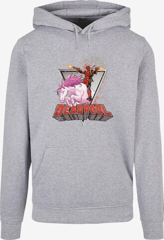 ABSOLUTE CULT Sweatshirt 'Deadpool - Rides A Unicorn' in Grey: front