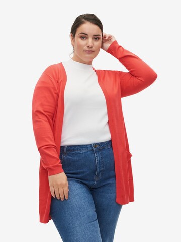 Zizzi Knit Cardigan 'MCARRIE' in Red: front