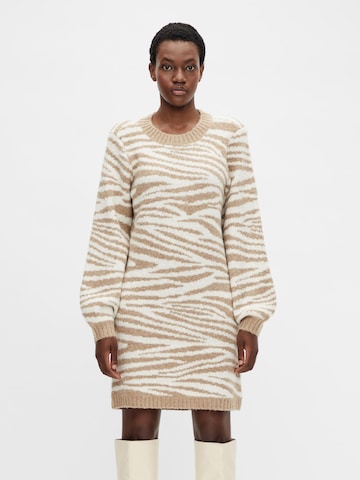 OBJECT Gebreide jurk in Beige: voorkant