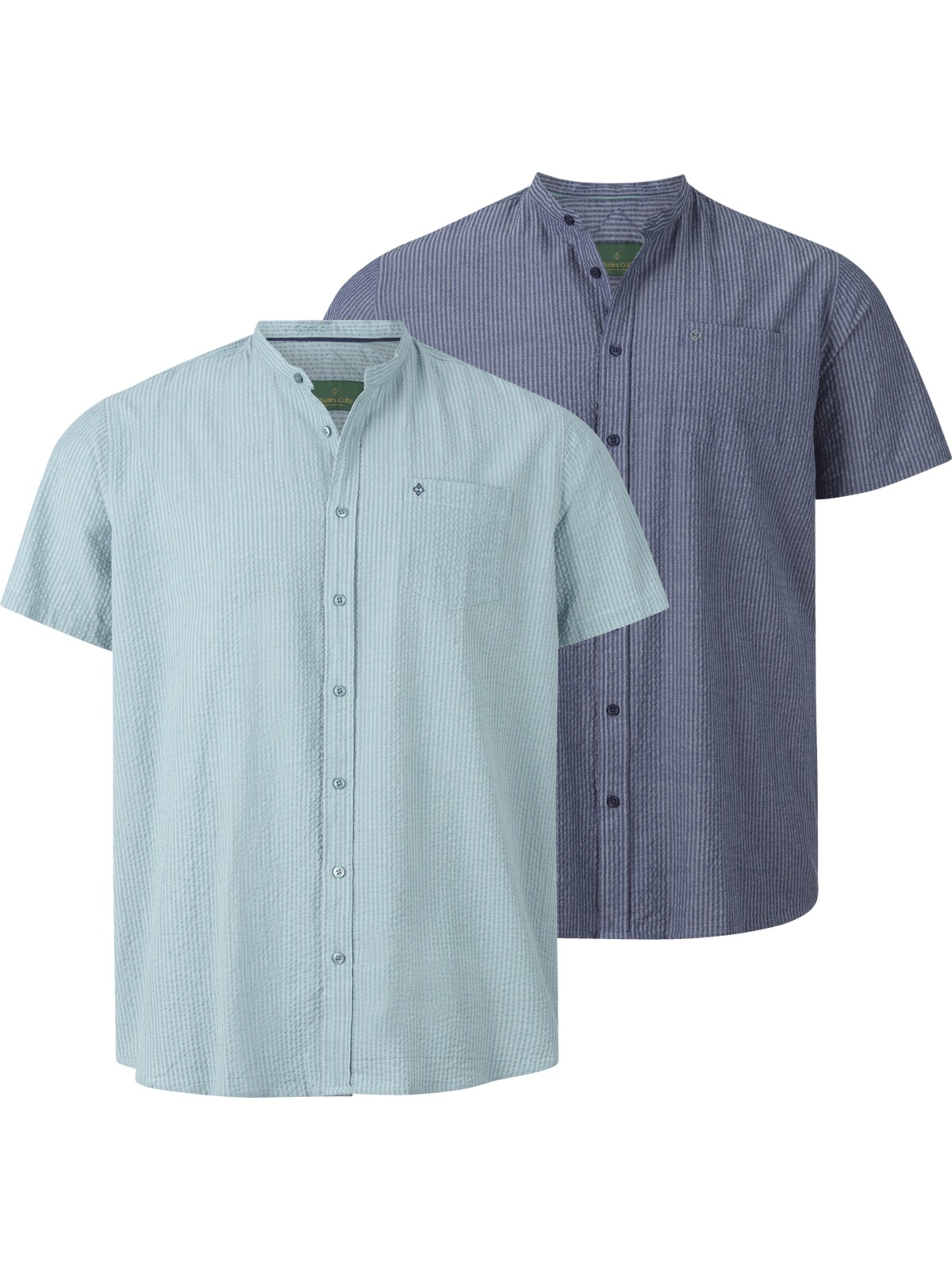 Charles Colby Comfort Fit Doppelpack Hemd ' Duke Carrey ' in Blau: Vorderseite