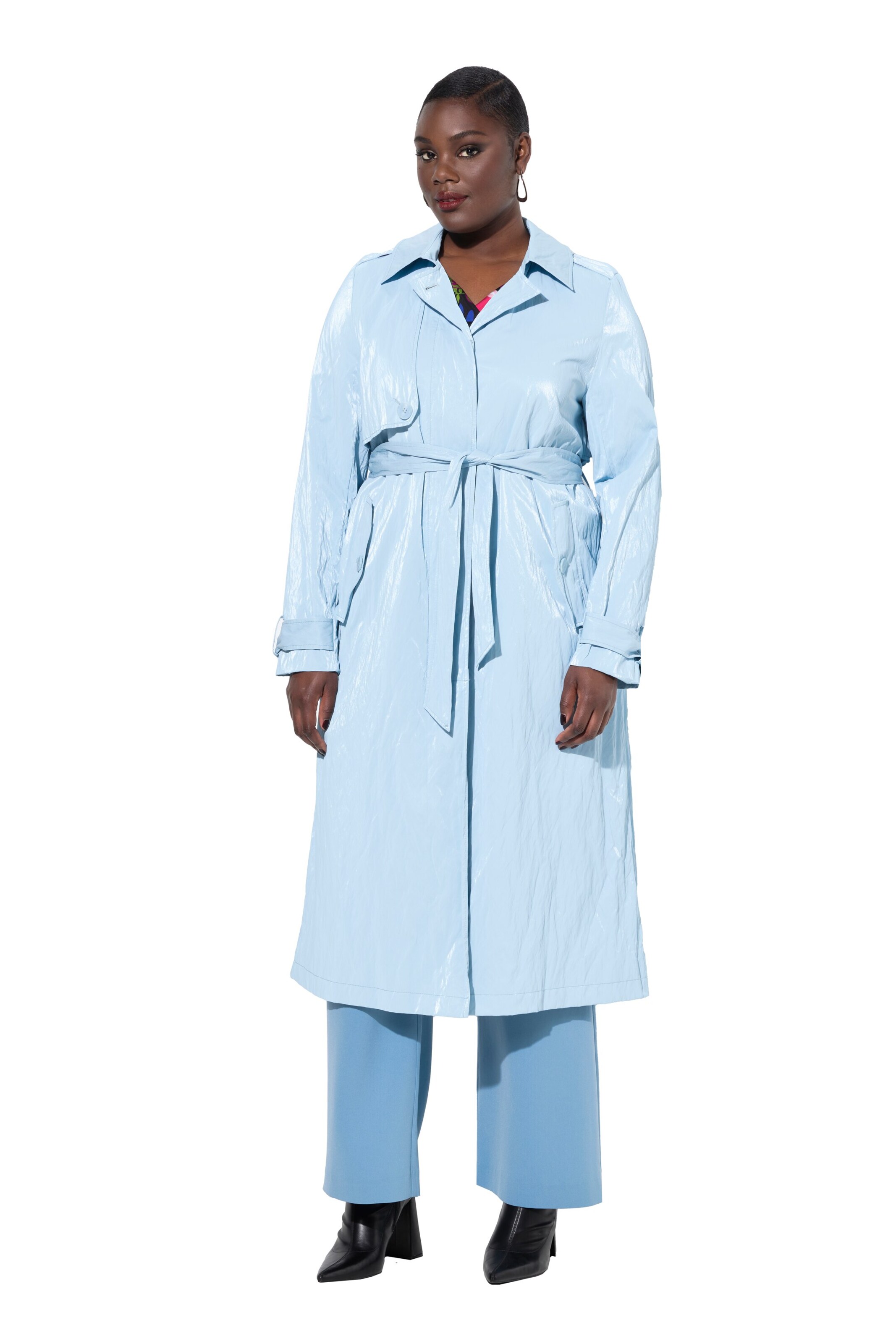 Ulla Popken Between-seasons coat in Blue: front