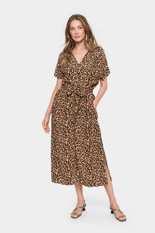 SAINT TROPEZ Shirt dress 'Blanca' in Brown: front