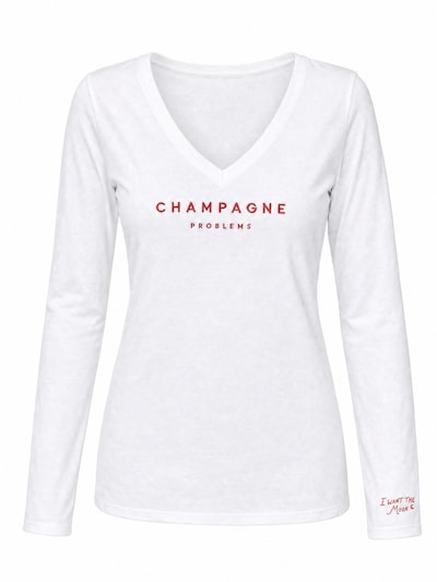 I want the moon Shirt 'Champagne Problems'‌‌‌‌‌‌‌‌‌‌ in XS in weiß, Produktansicht