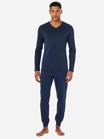 SCHIESSER Long Pajamas ' Casual Essentials ' in Blue: front