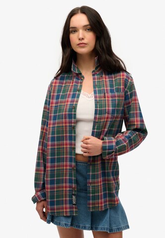 Superdry Regular fit Blouse in Groen: voorkant