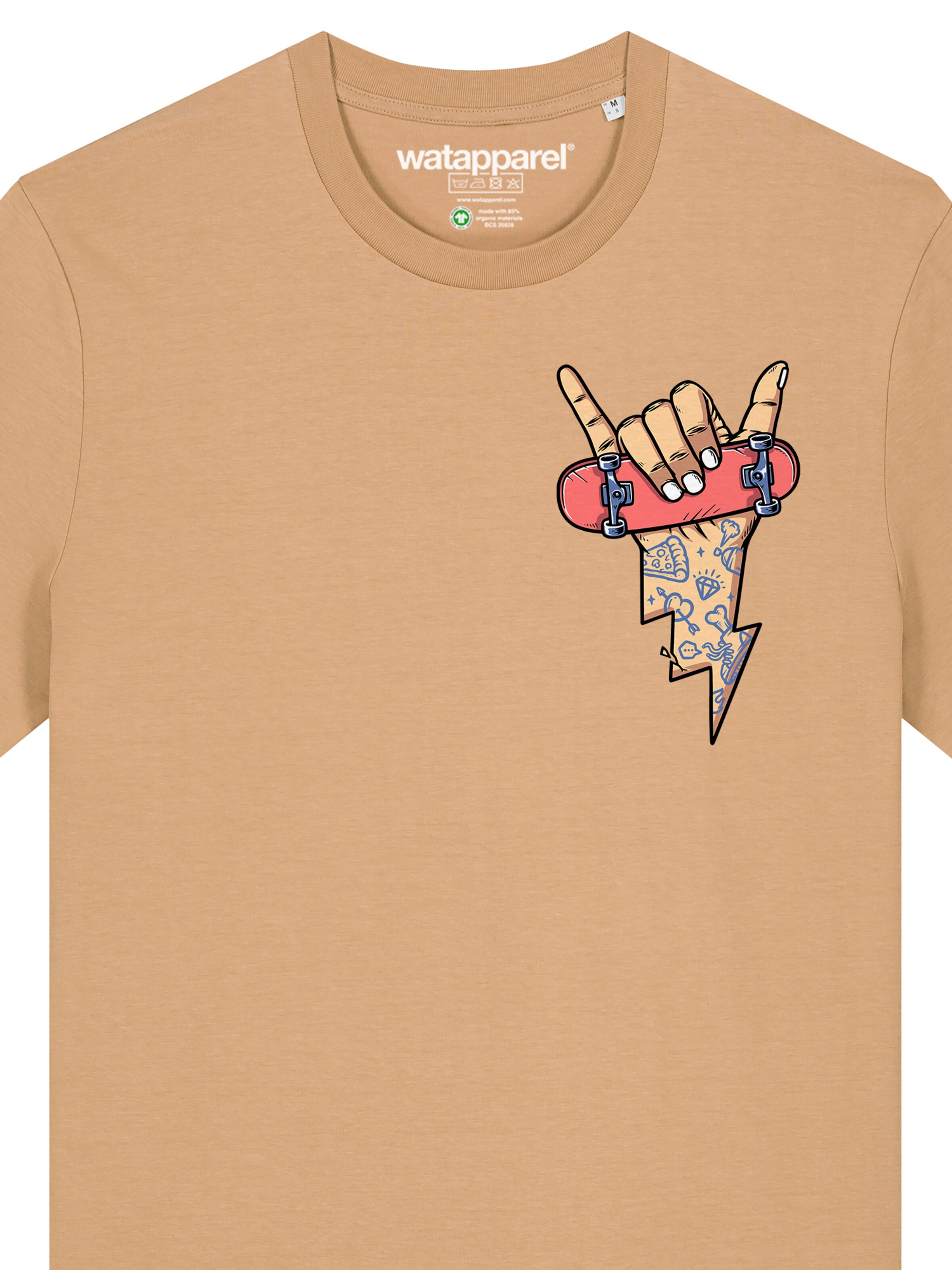 T-Shirt 'Skateboard' Watapparel en beige