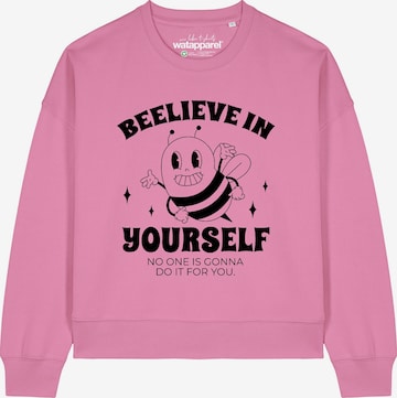 Watapparel Sweatshirt 'Beelieve in yourself' in Roze: voorkant