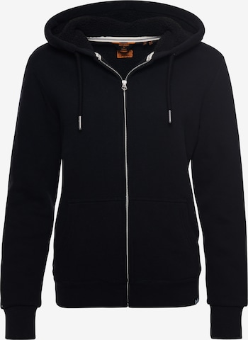 Superdry Zip-Up Hoodie in Black: front