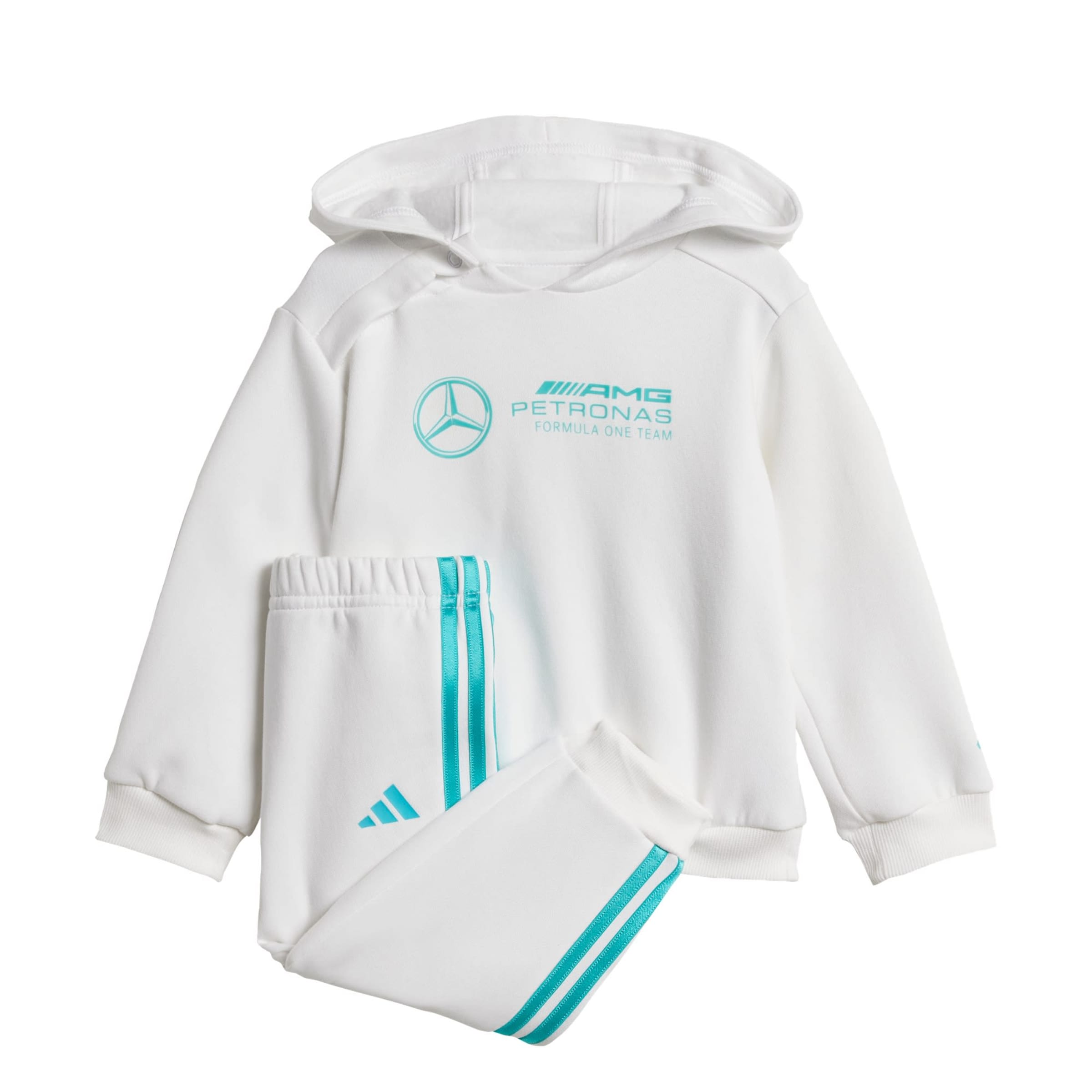 Completo per l'allenamento 'MERCEDES - AMG PETRONAS FORMULA ONE TEAM DNA BABY JOGGER LONG' di ADIDAS PERFORMANCE in bianco: frontale