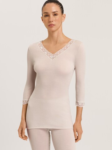 Hanro Onderhemd ' Woolen Lace ' in Beige: voorkant