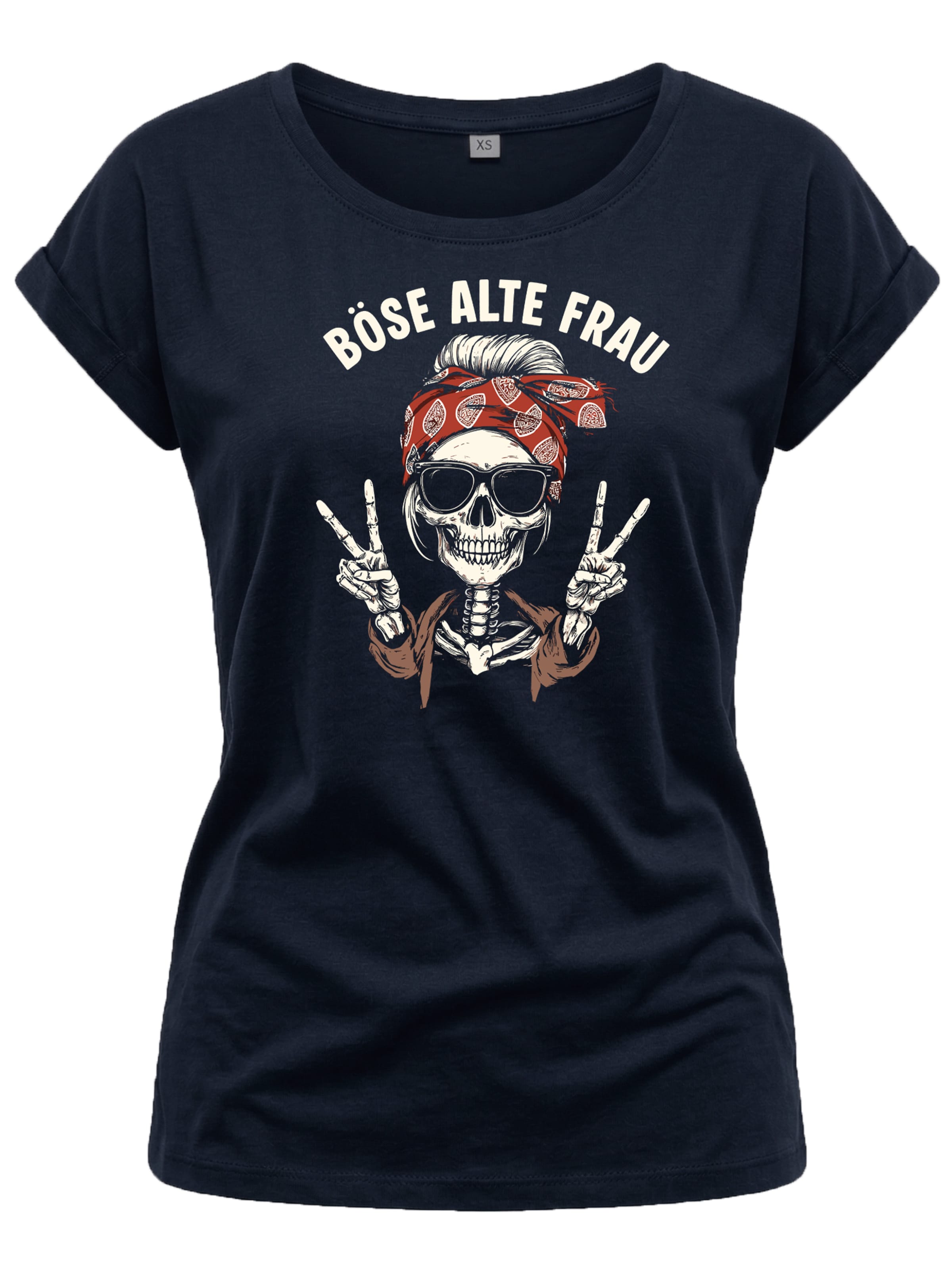 MAKAYA Shirt 'BöseAlteFrau'‌‌‌ in Blau: Vorderseite