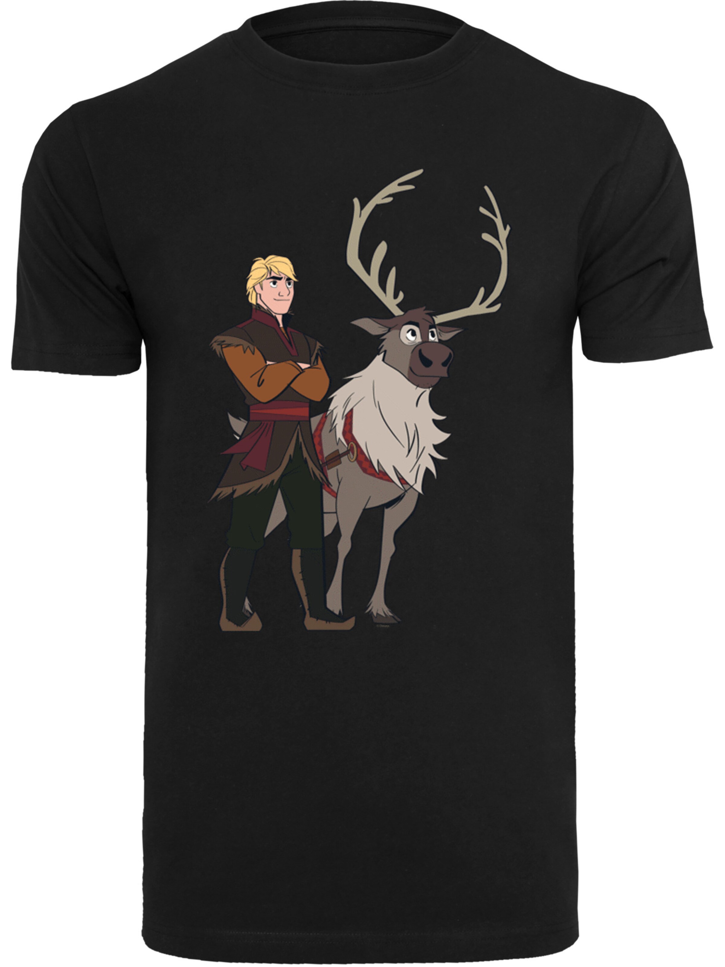 T-Shirt 'Frozen 2 Sven And Kristoff' F4NT4STIC en noir : devant